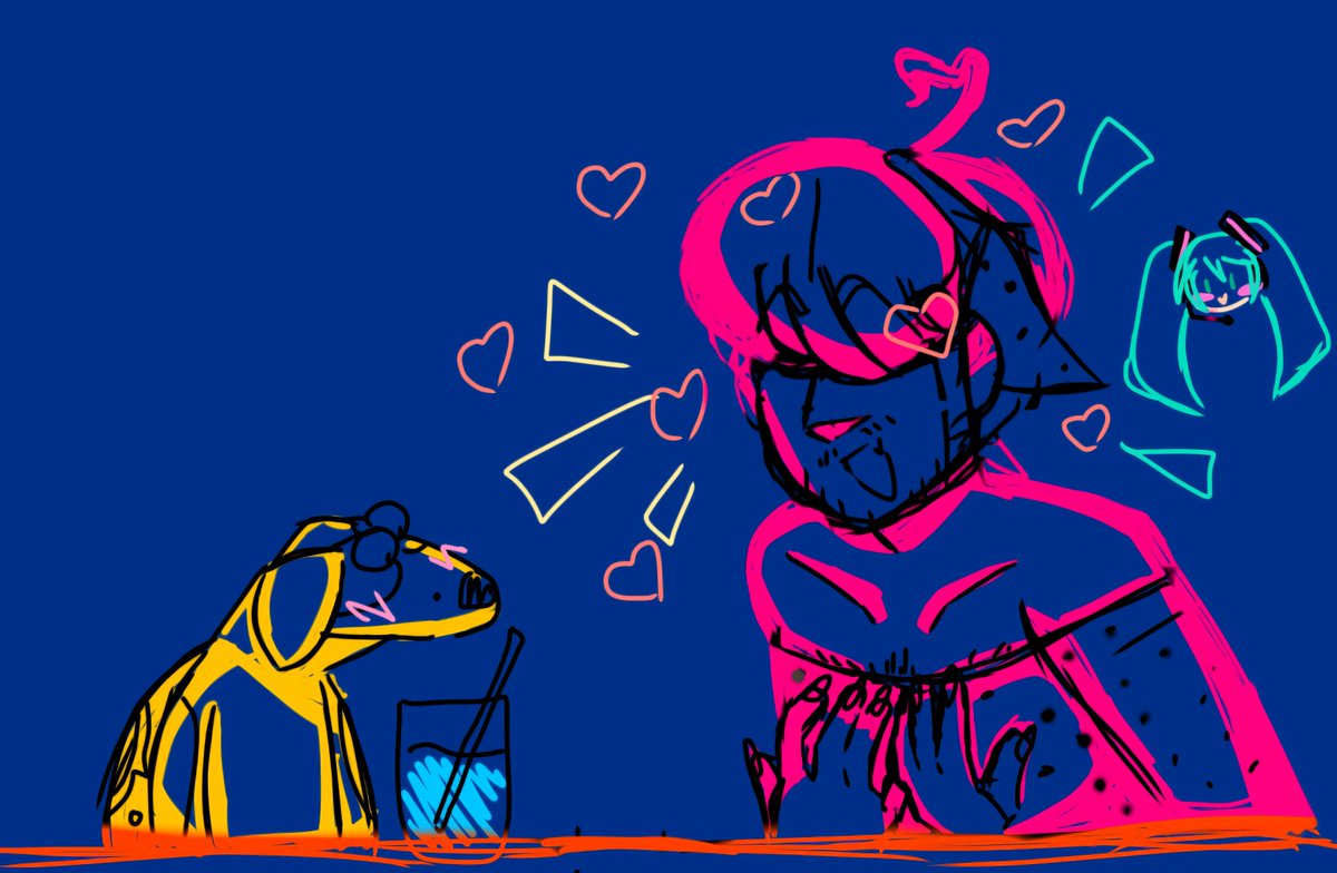 wormseance's tweet photo. cute sketch <3 
ref: kermit and dolly https://t.co/rAAgH7zOQ1