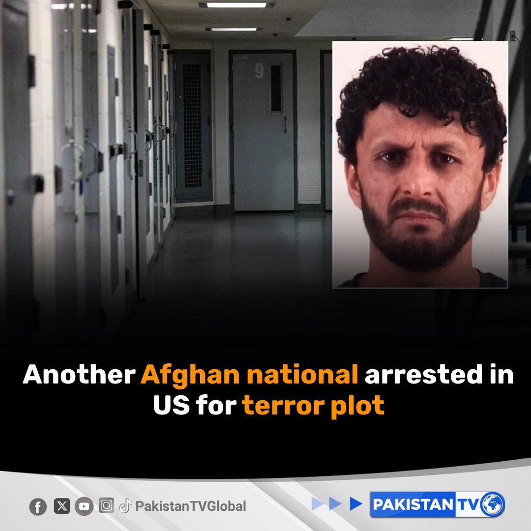 PakTVGlobal's tweet image. Another Afghan national has been arrested in the United States over an alleged terror plot, heightening security concerns as investigations continue.

#US #Afghanistan #TerrorPlot #BreakingNews #PakistanTV #PakistanTvglobal