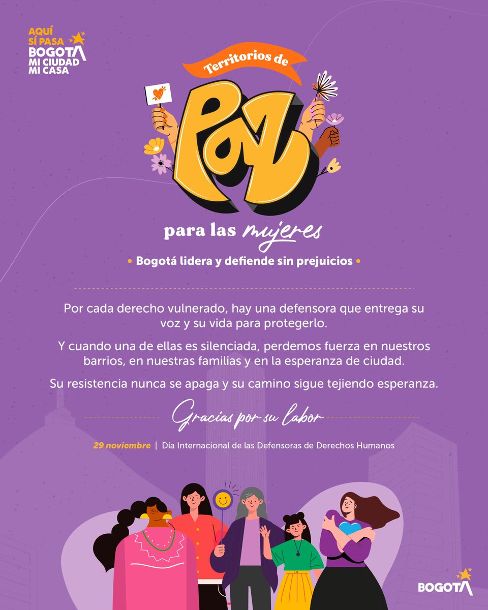 En el día Internacional de las Defensoras de Derechos Humanos recordamos la necesidad de reconocer y valorar esta labor en las comunidades.

Desde <a href="/GobiernoBTA/">Secretaría de Gobierno</a> seguiremos adelantando las acciones necesarias para su cuidado y para fortalecer los liderazgos sociales