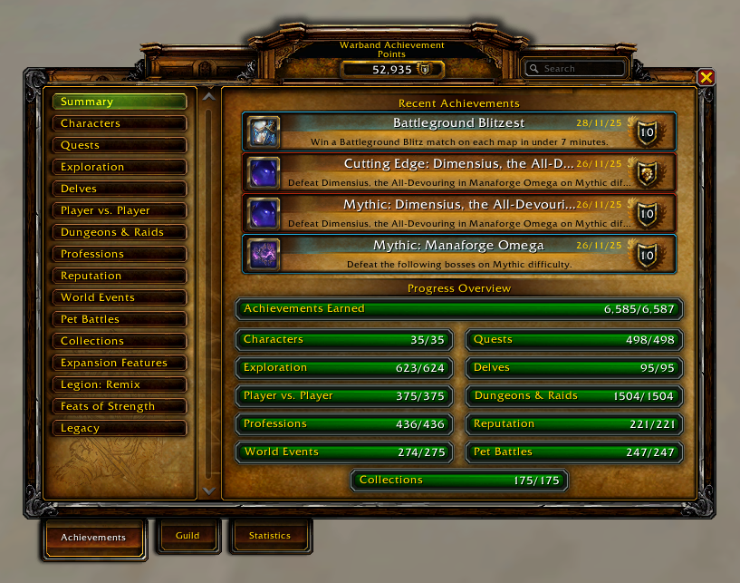 nightarcanum's tweet photo. I have completed all World of Warcraft achievements. This has been a wonderful journey, looking forward to the next chapter!

#Warcraft #Midnight https://t.co/0biqo00LDE