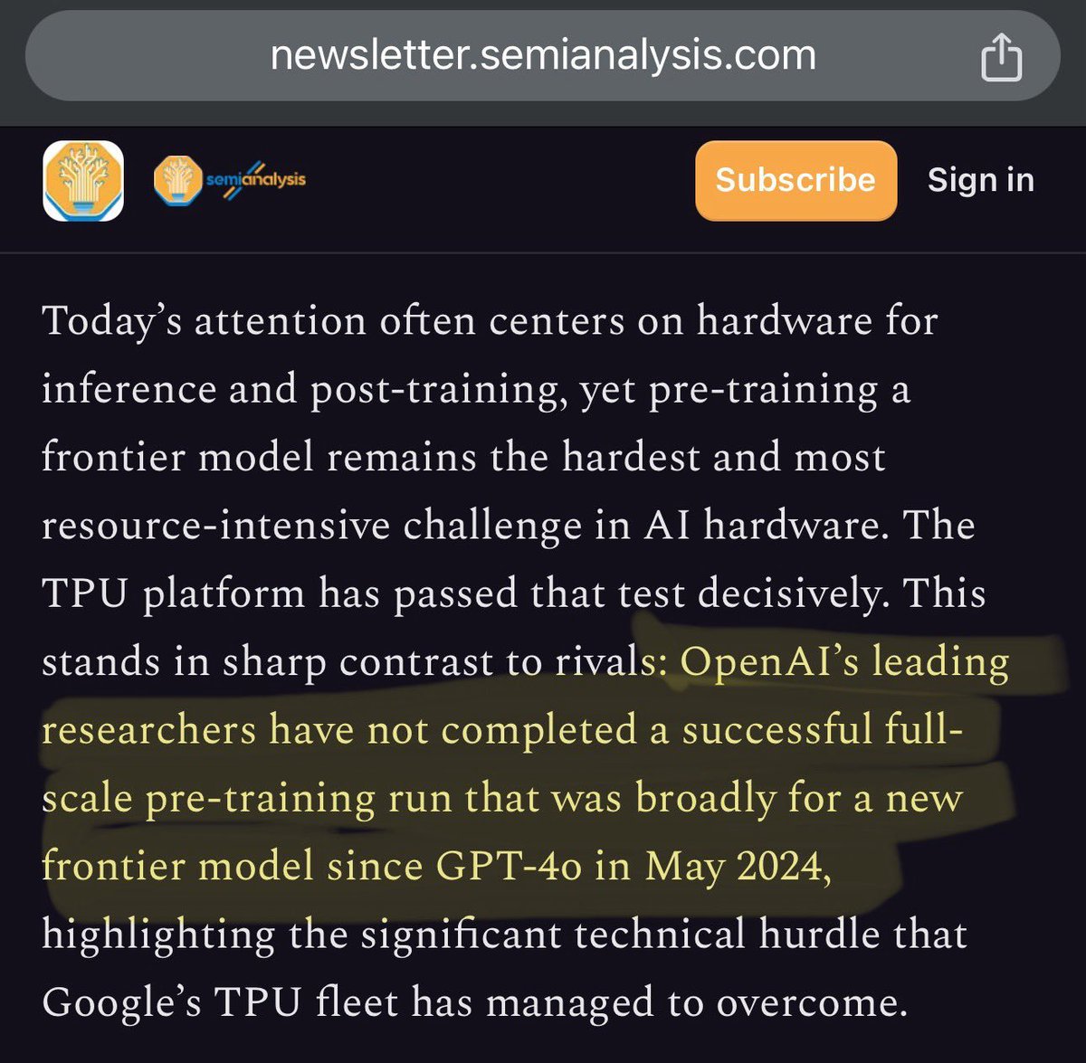 daniel_mac8's tweet image. OpenAI struggles with pre-training and GPT-5.1 is still a frontier model.

Imagine what GPT-6 looks like when they get their pre-training act together?

Gemini 3 Pro shows gains still to be had from pre-training.

GPT-6 bouta be fire when combined with OpenAI&apos;s post-training.