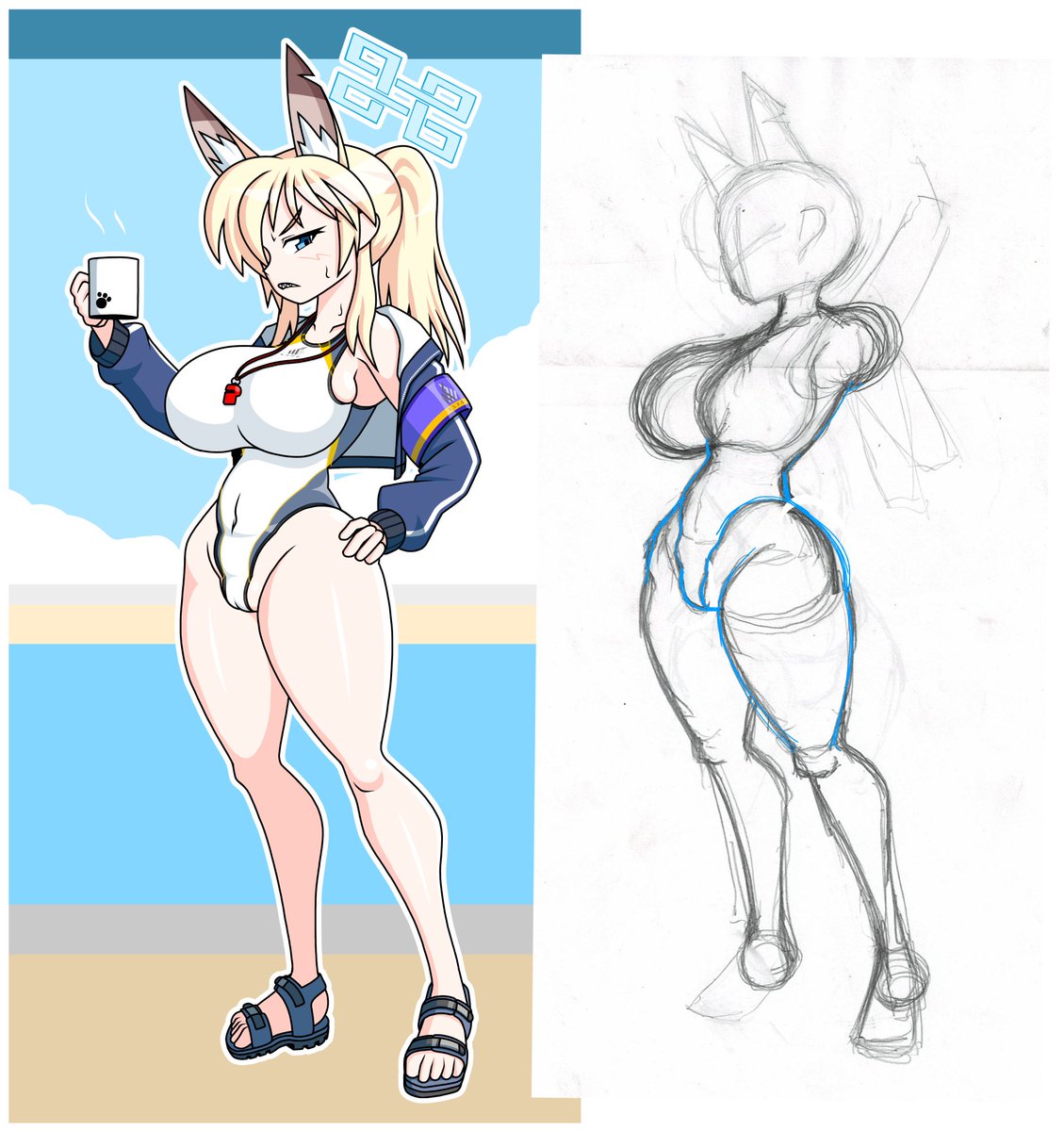 ラフ(アタリ?)と完成品を見比べるの結構好き 