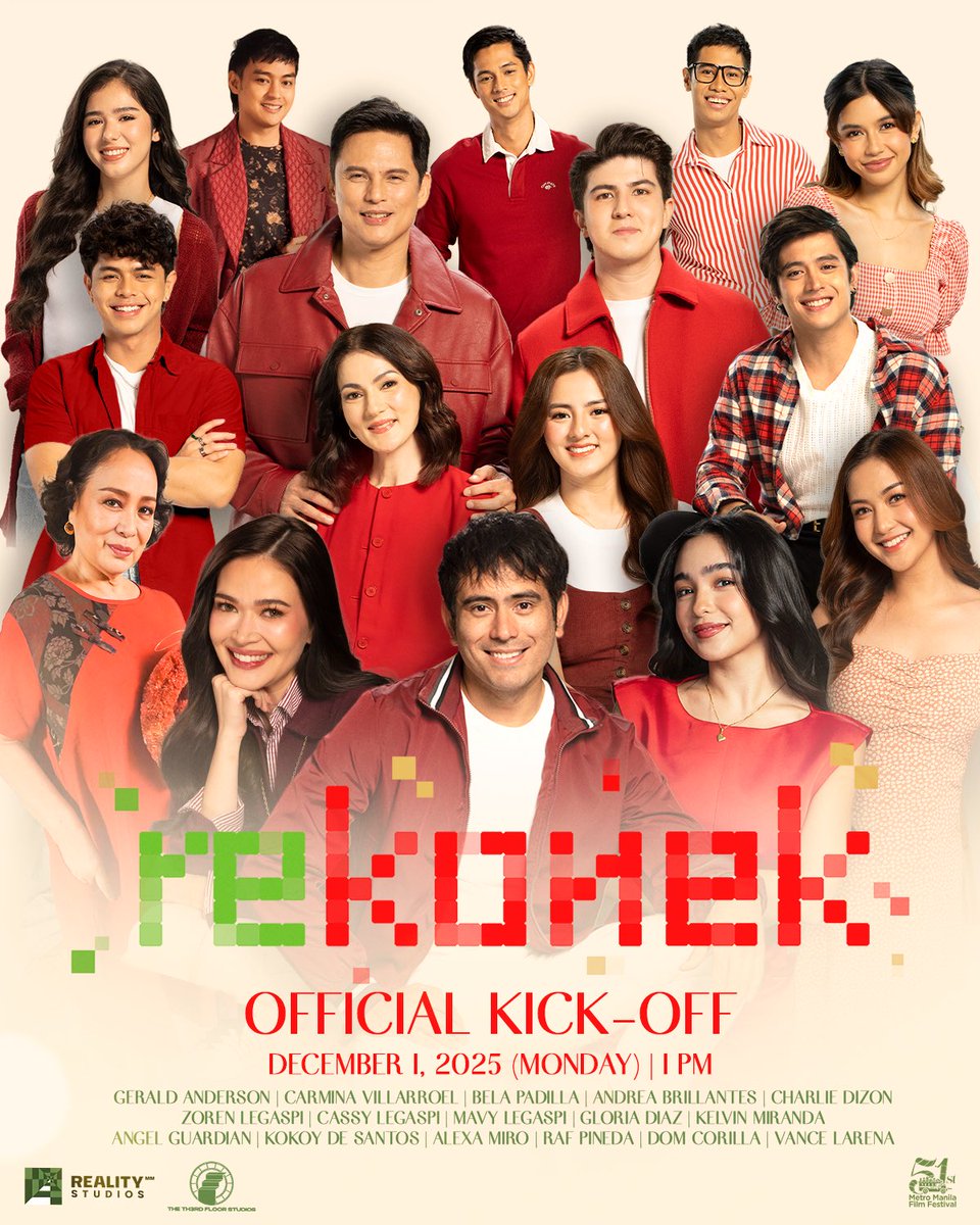 Entering the Rekonek Era with a bang! 💥

Samahan niyo kaming salubungin ang darating na Christmas season sa REKONEK KICK-OFF kasama ang star-studded cast ng pelikula! 🎄

REKONEK KICK-OFF
December 1, 2025 | 1:00 PM

#Rekonek #RekonekKickOff #WalangInternet #MMFF2025