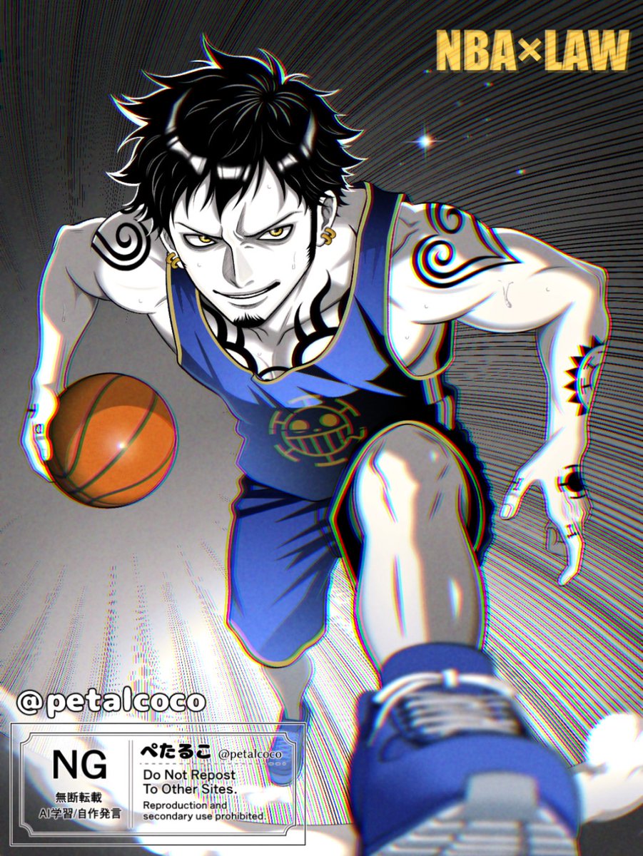 Law Fan art┃ロー君
Law in NBA Style 🏀 Take 3 !!!!!! 
#Trafalgarlaw
Still living for NBA×Law 💛 Anyone else?