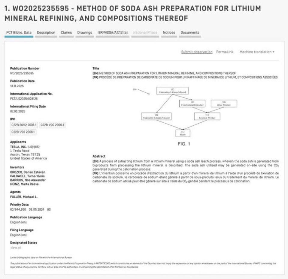 MoneyCode10x's tweet image. 🚀⚡ TESLA’S NEW LITHIUM PATENT JUST BROKE THE MOST IMPORTANT SUPPLY CHAIN IN THE WORLD — AND NO ONE IS READY FOR WHAT COMES NEXT

For years, global lithium refining was defined by one hard bottleneck: China’s dominance over both lithium conversion and soda ash supply. Every…