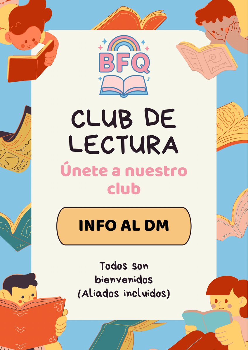 Tengo 4 espacios para mi club de lectura. Leemos de todo, desde clásicos hasta contemporáneo. 

Un espacio LGBT primordialmente, pero todos son bienvenidos. 

Más info al inbox. 😊