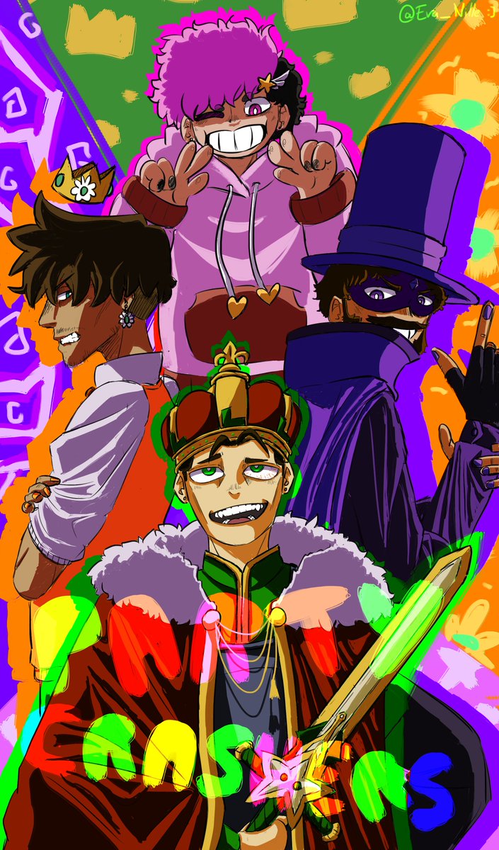 Eva_Nille's tweet photo. WASSUP PARTY CRASHERS!!
Lil drawing of the bois @Vernias_T @TrueKingOfSkill @SophistEevee @TCNick3 :]

#partycrashersfanart https://t.co/tGGODuYy0n