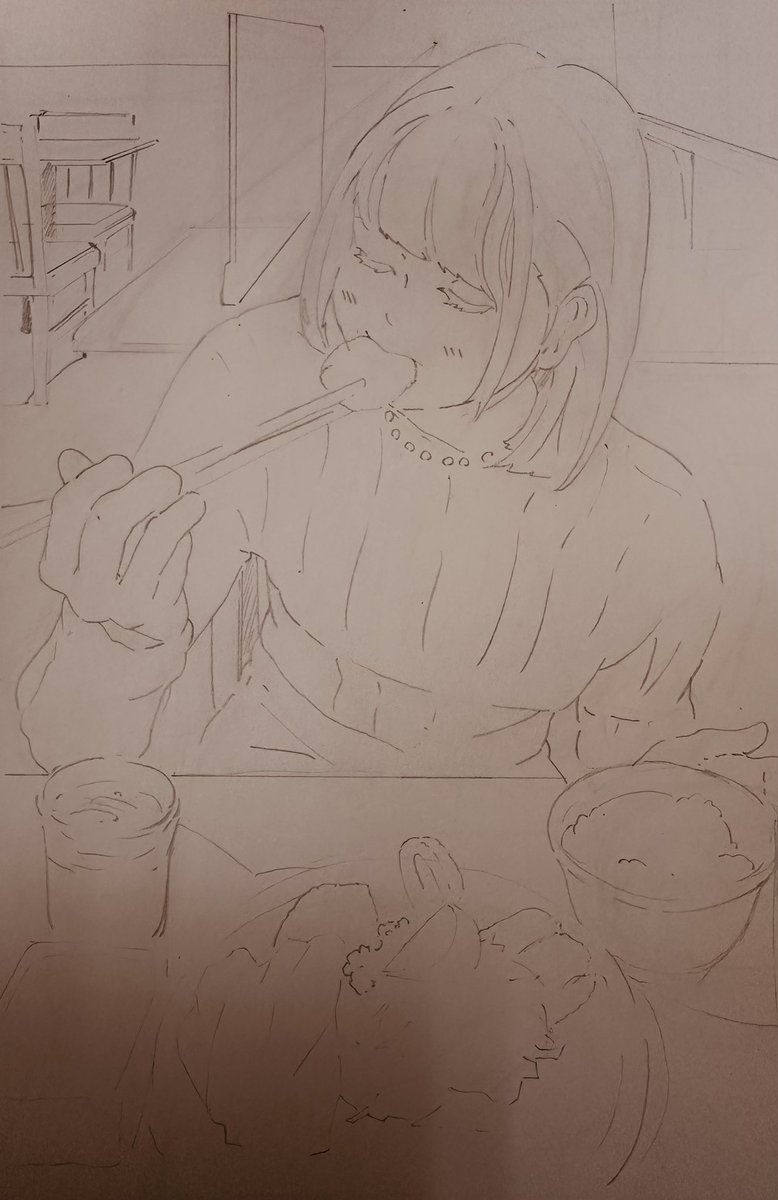 朝？の落書き。（写真スケッチ