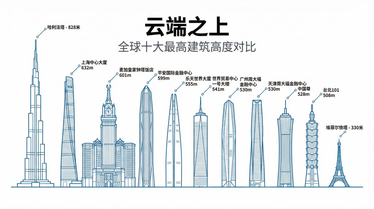 全球十大最高建筑高度对比