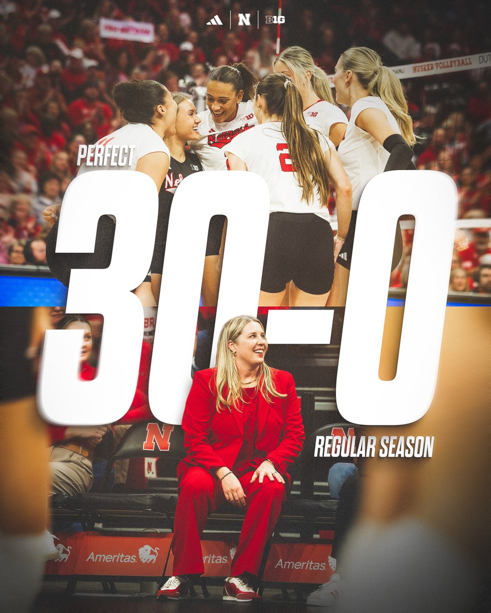 HuskerVB's tweet image. 30-0, 20-0 in the B1G, 6 to go