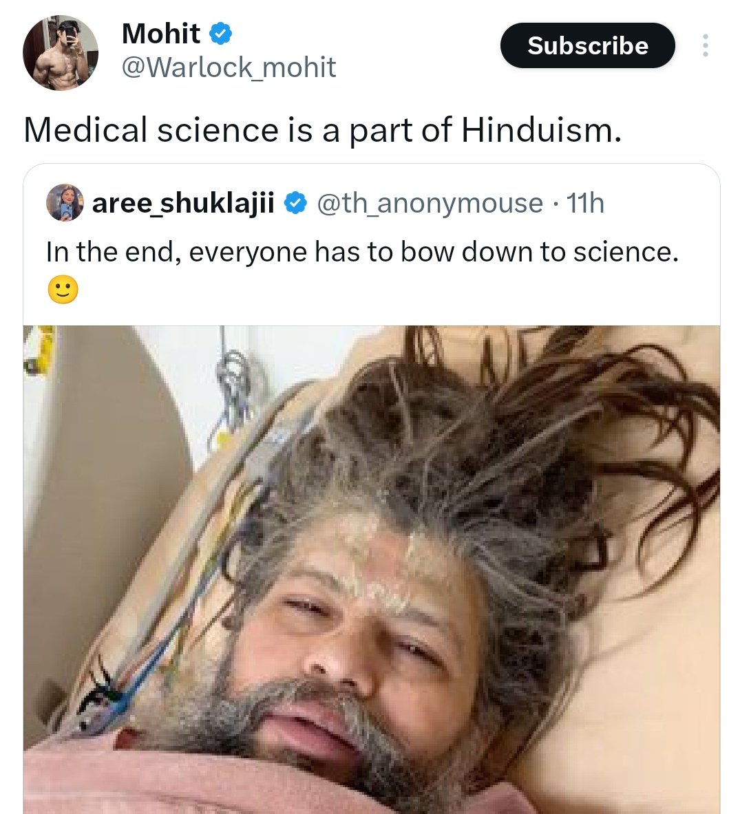 Nher_who's tweet image. True and Gau-mutr can cure cancer and cow-dung can cure dermatitis.