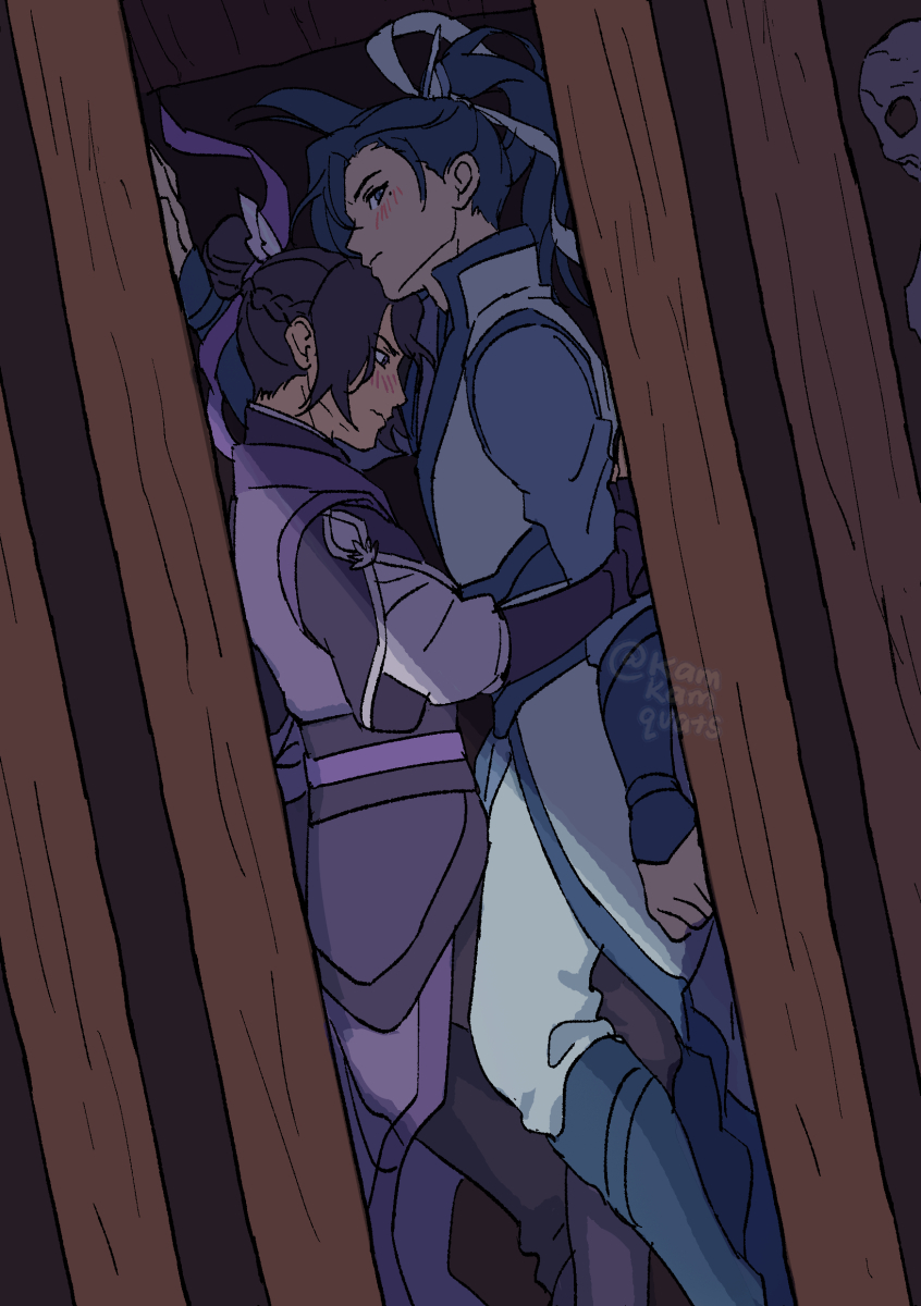 kamkamquats's tweet photo. my piece for the @LiuchengZine! 💜💙 i think they should have their own lil coffin scene uwu https://t.co/r586v1Pb6W
