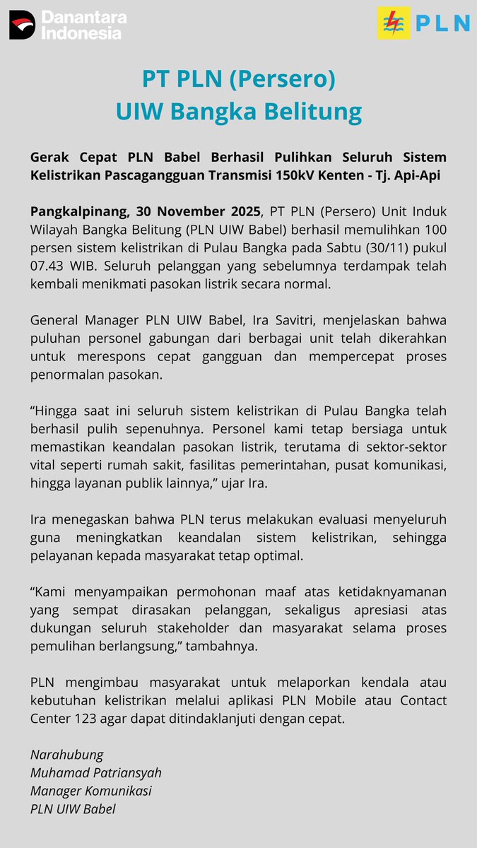 Info Listrik Babel (@plnbabel) on Twitter photo 