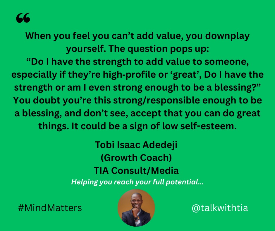 talkwithTIA's tweet photo. 1/2

Deal with low self-esteem!!! 

#Selfworth #knowthyself https://t.co/Nk7kRNMiDt