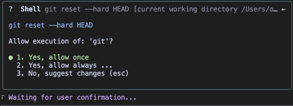 okady_hacker's tweet image. geminiCLI使ってるけど、何回もgit resetしていいか聞いてくる。
いいわけねぇだろ。。。。