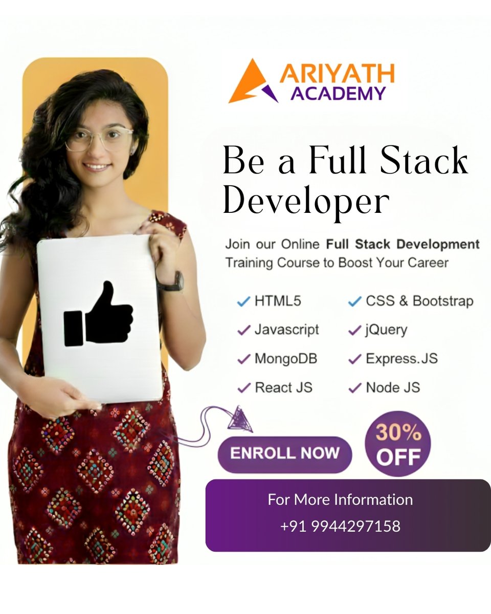 ariyath_academy's tweet image. Dreaming of a tech career?
Become a Full Stack Developer and open doors to endless opportunities! 🌟

📞 Contact: 99442 97158
🌐 Ariyath Academy

#AriyathAcademy #FullStackDeveloper #SoftwareTraining #CodingCareer #LearnToCode #WebDevelopment #FrontendDeveloper