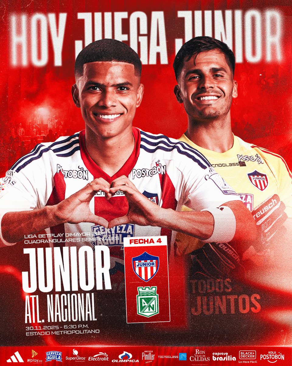 🔥🦈 ¡HOY JUEGA EL TIBURÓN!

EL METRO NOS ESPERA. VAMOS TODOS JUNTOS, CON LA ILUSIÓN LATIENDO FUERTE.❤️

#VamosJunior