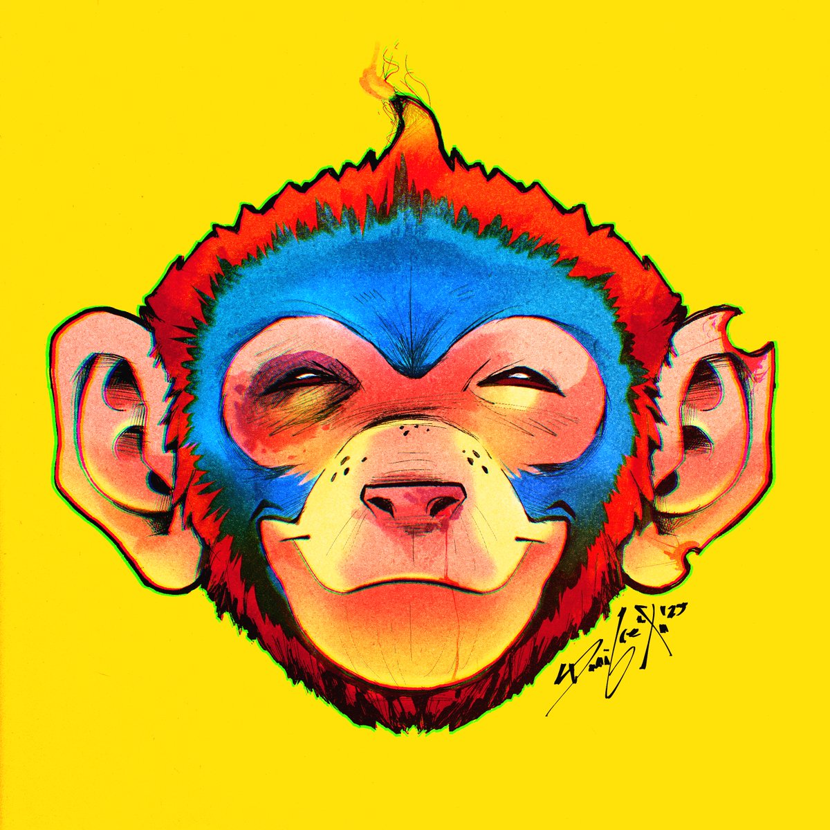danigrex2n's tweet image. Here&apos;s a new monke head drawn by me re-imagining the ass AI cover from my Youtube Music Playlist. This time, it&apos;s my @gorillaz  Happy-listening songs 🔥🐵☀️

ngl, drawing these monkes since I listen the monke band is like therapy for me, and more at these stange timez...