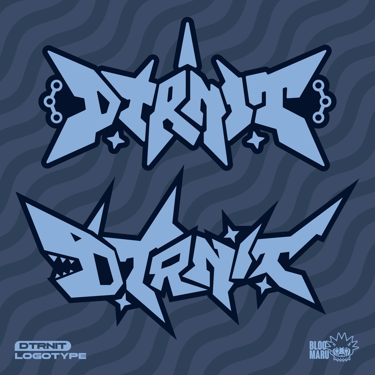 bloooomaru's tweet image. Commission work for DTRNIT. 🌊
Thank you chomp-munch! 🦈

#logotype #commission #logodesign #lettering #y2klogo