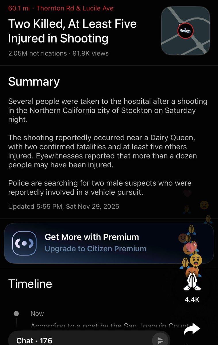 BREAKING NEWS from the citizen app. To dead, five injured from a shooting at a Dairy Queen in Stockton, California.