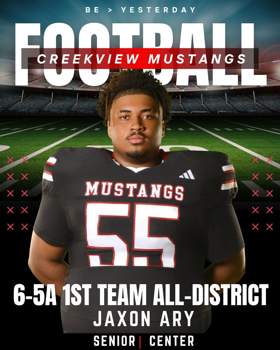 🏈2025 6-5A 1st Team All-District Center🏈

Congrats to Jaxon Ary!
💪Dominant pass &amp; run blocker
🔒Anchored an OL that powered the best offensive season in school history
🎥Highlights: hudl.com/v/2SrY8a

#CreekviewFootball #AllDistrict #TXHSFB <a href="/RamirezCoach/">Michael Ramirez</a> <a href="/PutterRenee/">Renee Putter</a>