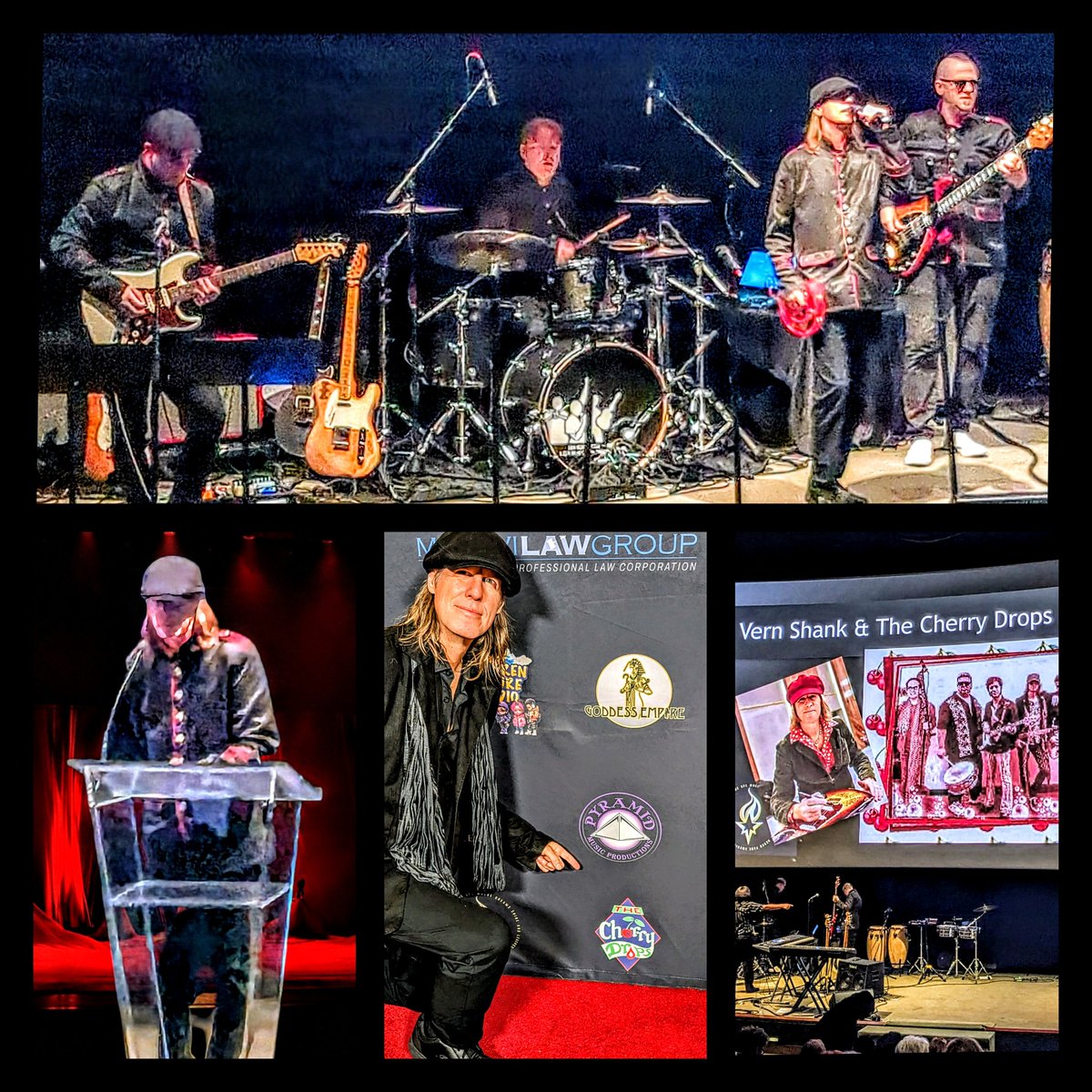 PyramidDJs's tweet image. More pics from my band The Cherry Drops Warner Brothers Studios, Burbank, CA. American Entertainment Hall Of Fame induction. Pics: Performing  at the studio theatre, my induction ceremony speech and Live from the iHeart Radio / iHeart Media Red Carpet.