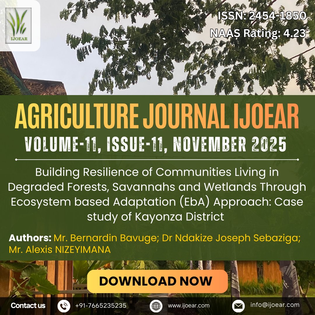 ADPublications's tweet image. 🌿 Building community resilience through nature! New case study shows Ecosystem-based Adaptation (EbA) restoring degraded forests, savannahs and wetlands in Kayonza District.

📄 Read: ijoear.com/assets/article…
#ClimateResilience #EcosystemRestoration #CommunityDevelopment