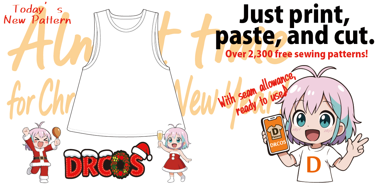 drcos_com's tweet image. 🎄 Today’s new Free English Paper Pattern!

👕 Tank Top 3
📏 A4 size (Cm)
🧵 Simple stretch tank — great for Christmas cosplay or daily outfits!
Beginner-friendly and fun to sew.

🔗 dr-cos.info/fp-tanktop3.ht…

#ChristmasCostume #SewingPatterns #FreePattern #CosplayCostume
