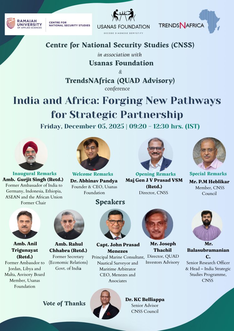 Register Now!
Join us for a one-day conference on #India &amp; #Africa: Forging New Pathways for #Strategic #Partnership — exploring #emerging opportunities, shared challenges, and the future of #South–#South cooperation.

usanasfoundation.com/india-and-afri…