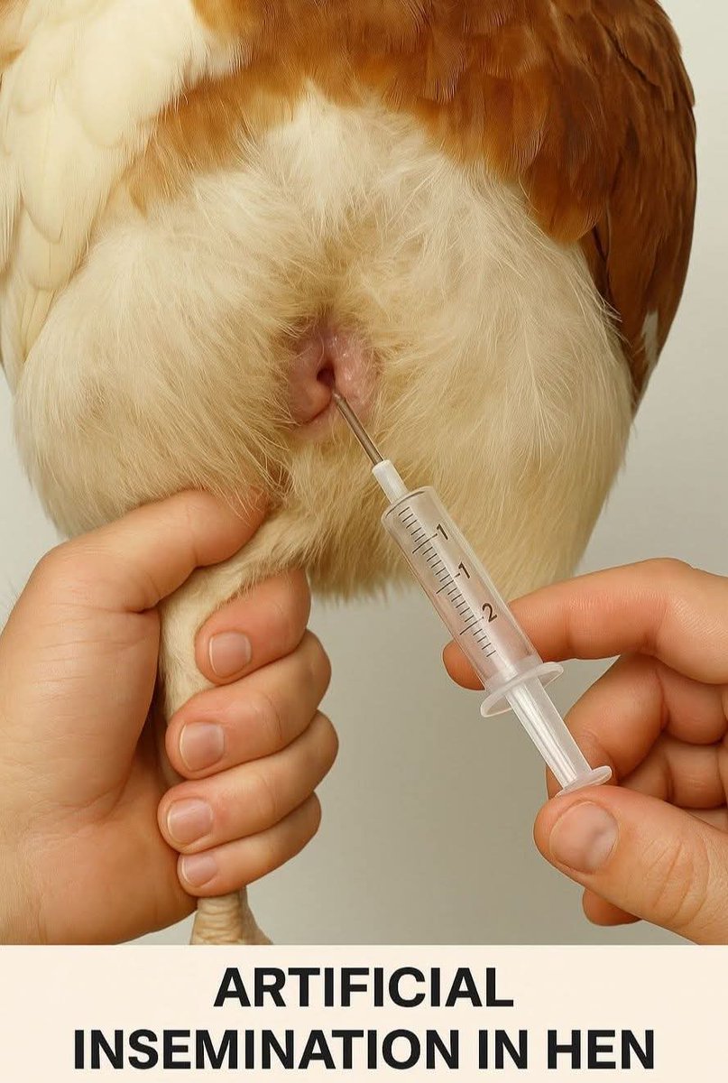 AimePatrickIra1's tweet photo. Precision meets progress: Artificial Insemination in modern poultry farming
Gone are the days of relying solely on natural breeding. Today's poultry farmers are embracing AI technology to:
✓ Improve genetic quality and breed consistency
✓ Maximize fertility rates and hatch success
✓ Control and enhance desirable traits
✓ Prevent disease transmission
✓ Optimize flock performance
✓ Make the most of superior breeding stock
With careful technique and proper timing, artificial insemination allows us to build stronger, healthier, more productive flocks. It's not just about increasing numbers, it's about strategic breeding that elevates the entire operation.
Modern farming means making smart choices. Every decision, from nutrition to genetics, shapes our success. AI gives us the tools to breed with purpose and precision.
The future of poultry farming is in our hands literally.
#ArtificialInsemination #PoultryFarming #ModernAgriculture #GeneticImprovement #SmartFarming #PoultryBreeding #SustainablePoultry