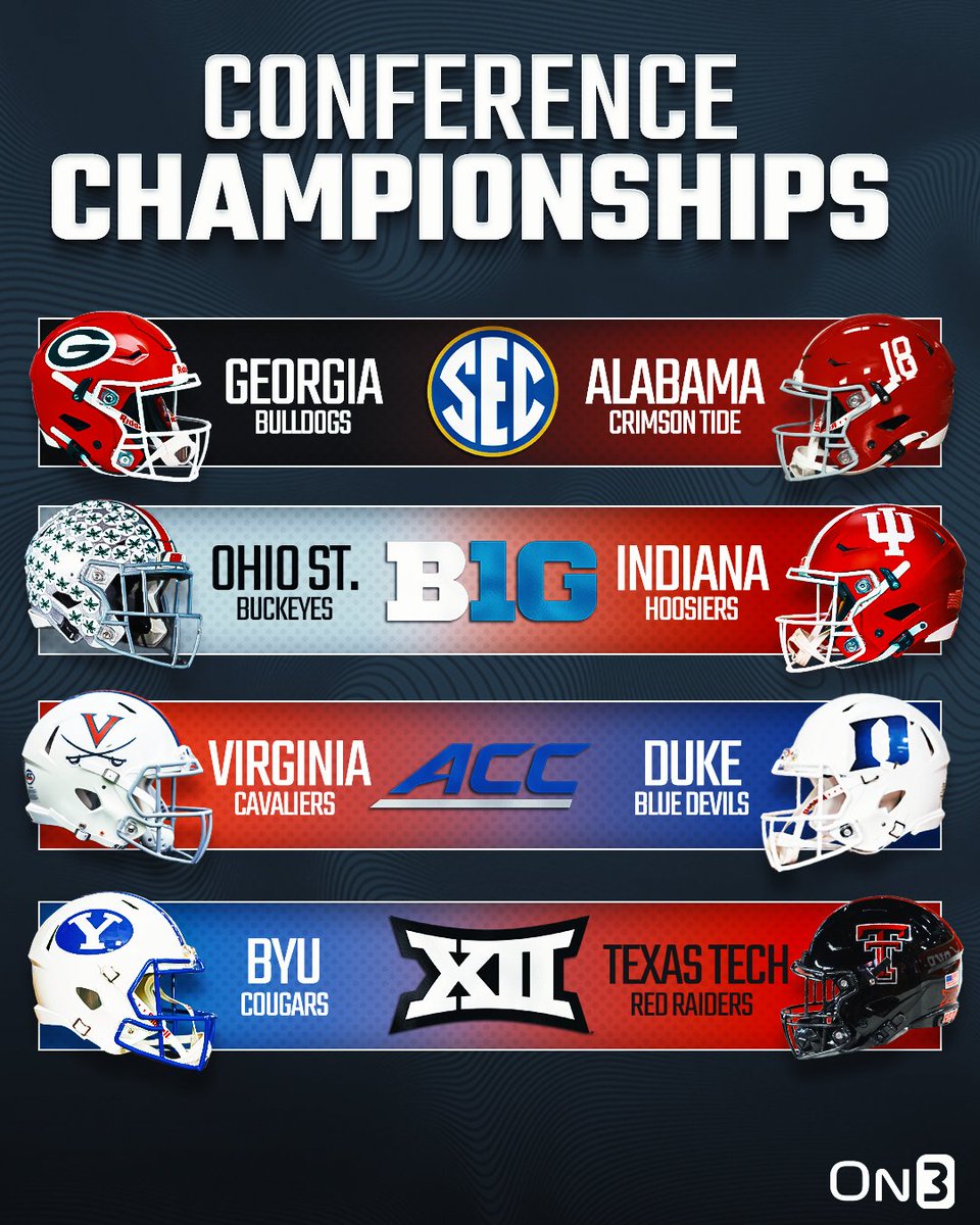 NEW: The 2025 College Football Power Four Conference Championship matchups are SET🔥

Who will punch their tickets to the CFP🤔