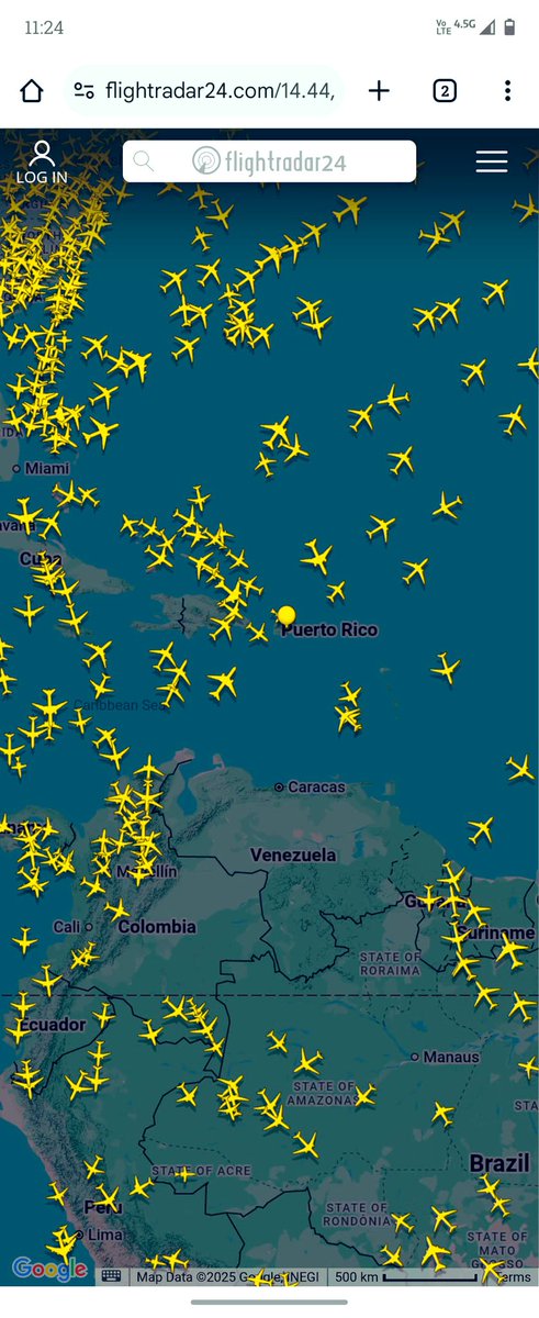 Espacio aéreo de Venezuela en este momento.