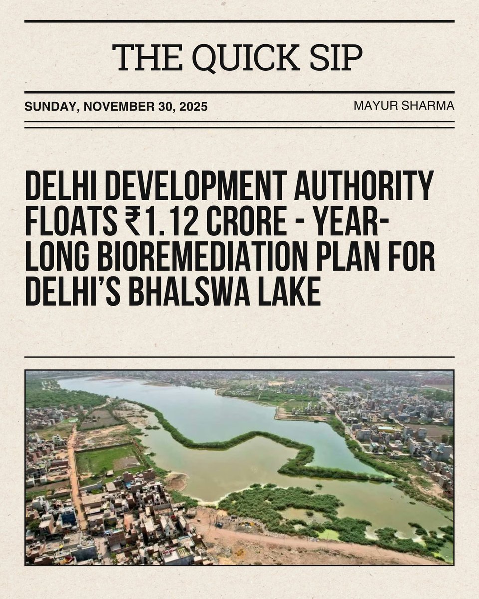 mayur259's tweet photo. #WaterNews: DDA launches ₹1.12 crore, 365 day bioremediation drive to clean polluted Bhalswa Lake in northwest Delhi.

#TheQuickSip #BusinessNews https://t.co/f5wZAbmuhY
