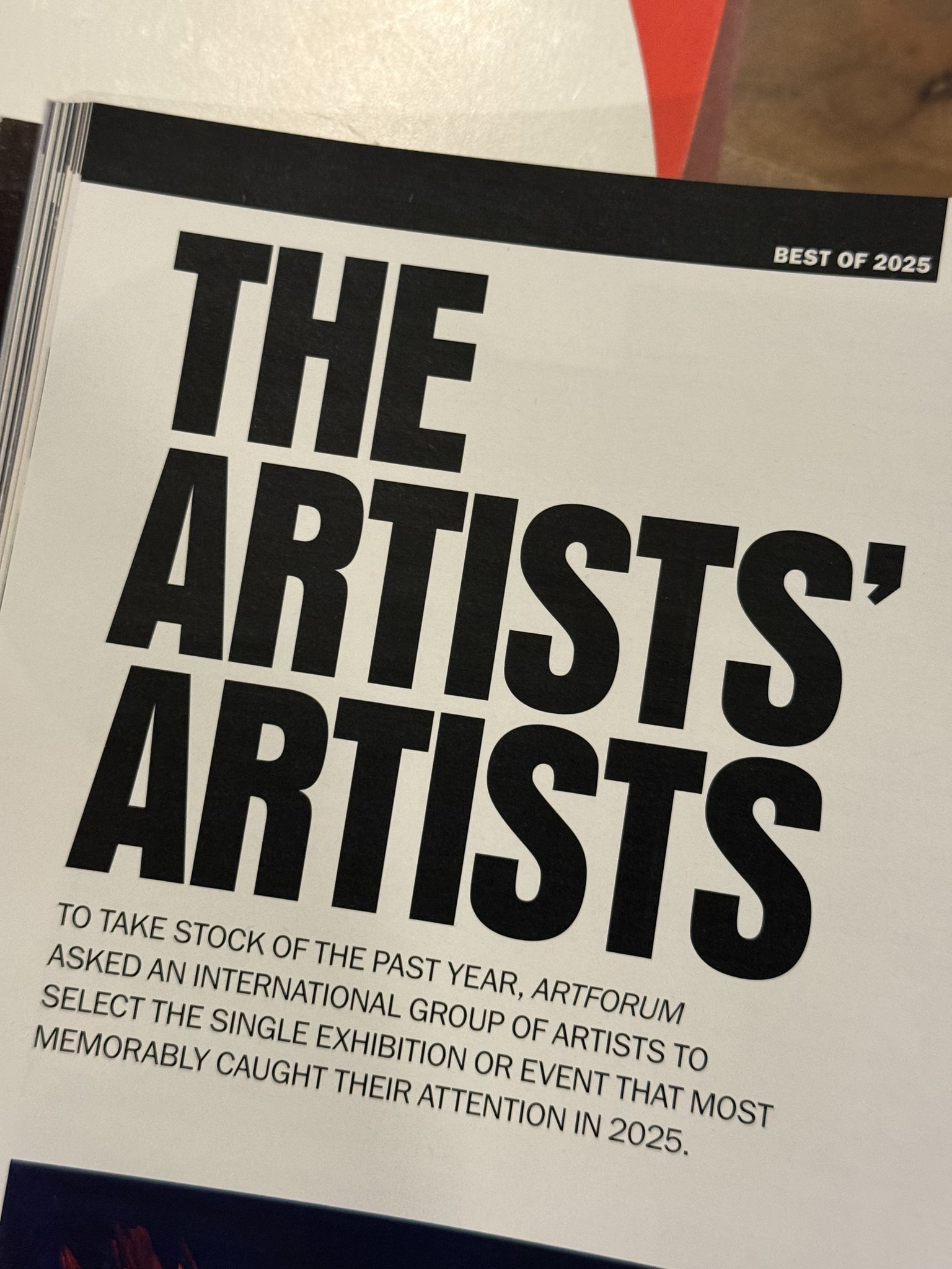 Artforum: The Artists’ Artists 2025