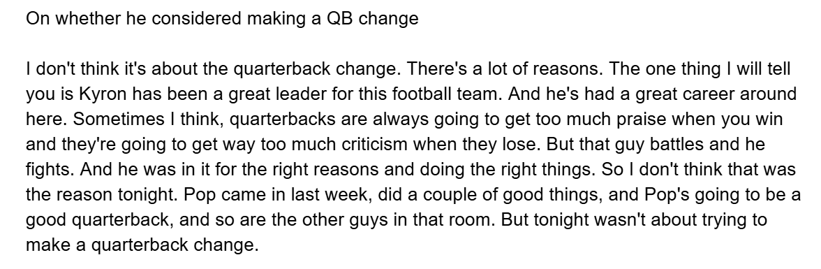 TimThomasTLP's tweet image. I asked #Hokies interim head coach Philip Montgomery after the game whether he considered making a QB change from Kyron Drones to Pop Watson (or someone else). Here&apos;s what he had to say.