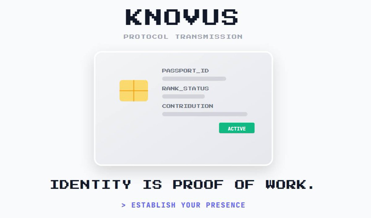 Knovusofficial's tweet image. Identity is Proof of Work.

Your Knovus Passport is not just a scoreboard. It is a dynamic record of your contribution to the network.

Don&apos;t just participate. Establish your presence.

Keep building.