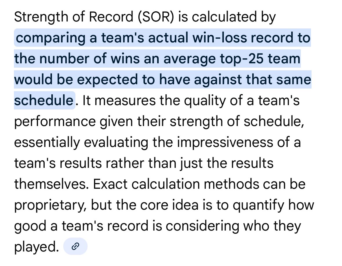 SportyMcSports's tweet image. Strength of Record for all the P4 teams participating in Conference Championship Games: 

SEC
Alabama: 9 
Georgia: 4 

Big12
BYU: 7 
Texas Tech: 10 

Big10 
Indiana: 1 
Ohio State: 3 

ACC
Virginia: 28 
Duke: 64 

One of these things is not like the others.