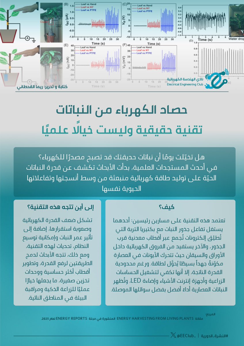 EEClub_'s tweet image. نباتاتك قد تصبح بطاريات حية! 🌱⚡️ اكتشف كيف تولّد الطاقة من جذورها وأوراقها

قراءة ممتعة🩵
