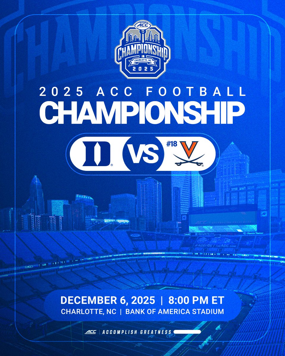 ACCFootball's tweet image. It all comes down to this 🏆

See you in the Queen City for ACC Championship weekend!

🔗 More info: theacc.co/25FCG
🎟️ Buy tickets: theacc.co/25FBtickets