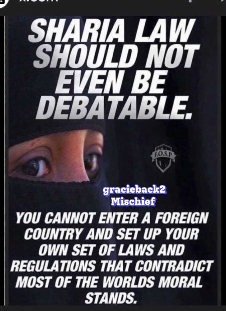 gracieback2's tweet image. Why is this even a question?

Sharia law should not even be debatable ….should it ?