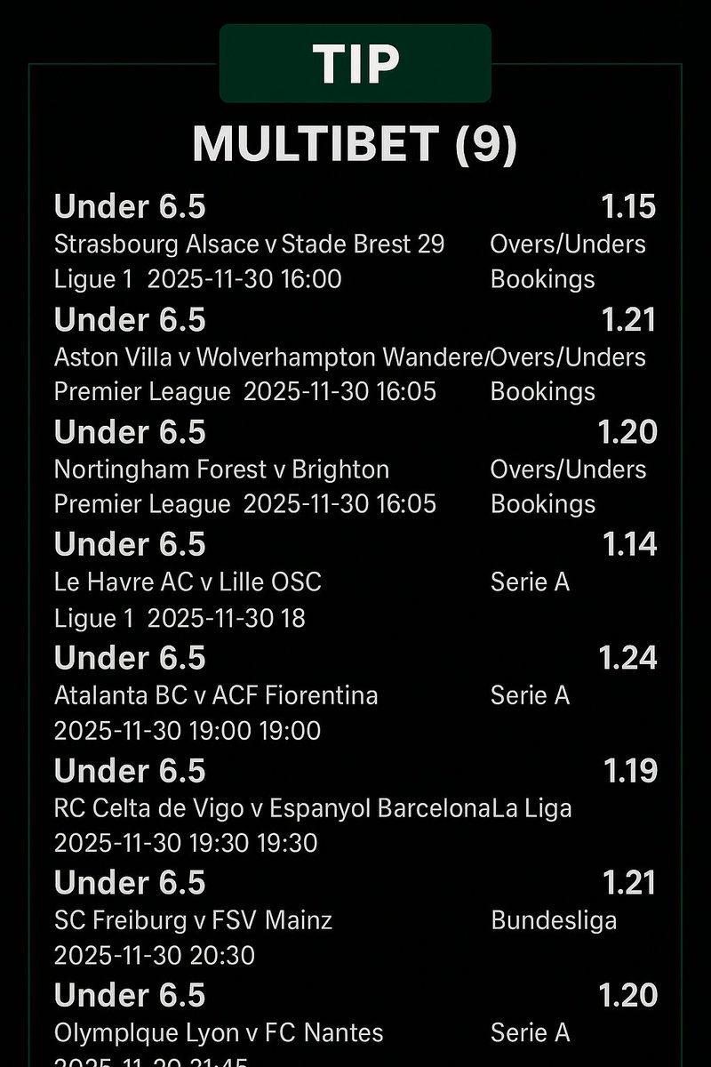 BETWAY CODE: BW252017DF
🔥 Sunday Safe Multibet (9) 🔥
Odds: 5.10