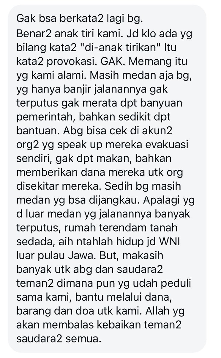 Kawan di Medan ada yg curhat 🥀
Curiga sebenernya mereka-mereka pejabat mau bantu tapi bingung karna ga ada dana. MBG KONTOL