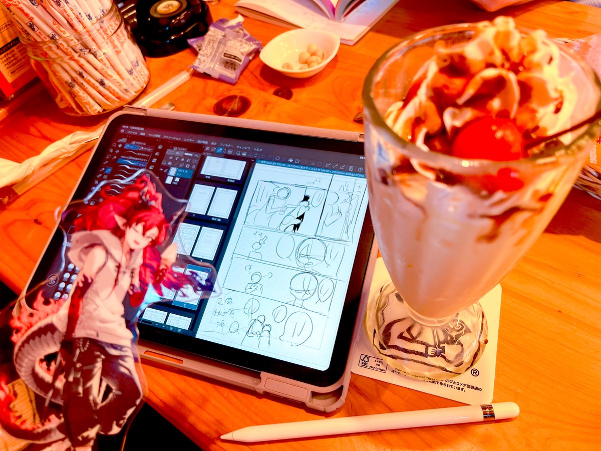 samedouraku3's tweet image. 作業しに来た🍹