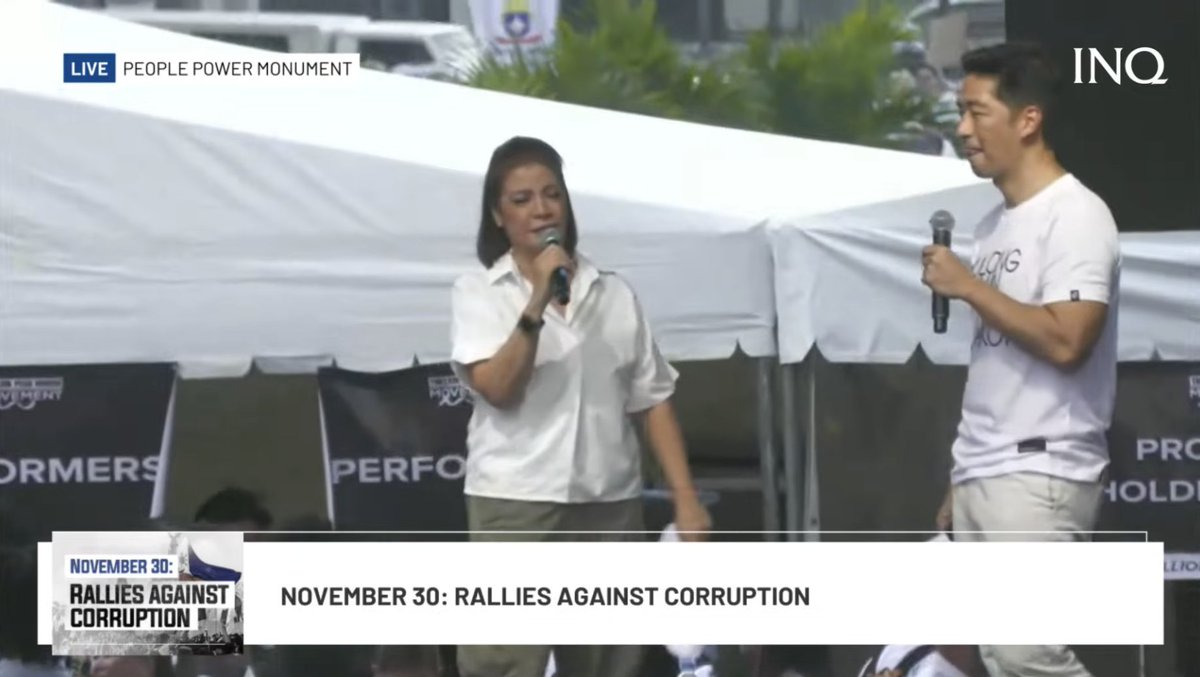 inquirerdotnet's tweet image. ‘KONTRABIDA NG KORAPSYON’

LOOK: Actress Pinky Amador takes the stage of Trillion Peso March at Edsa People Power Monument on Sunday, November 30.

“Kailangan and kaaway natin ang mga magnanakaw,” she says.

•⁠  ⁠Follow live updates here: inqnews.net/ralliesvscorru…

•⁠  ⁠Watch…