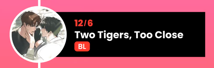 <호호상박>이 12/6일 Lezhin US에서도 론칭됩니다. ☺️
그럼 Lezhin US에서도 잘 부탁드리겠습니다. 

<Two Tigers, Too Close> will also be launched in Lezhin US on December 6th.
Then, please take good care of <Two Tigers, Too Close> in Lezhin US. ☺️