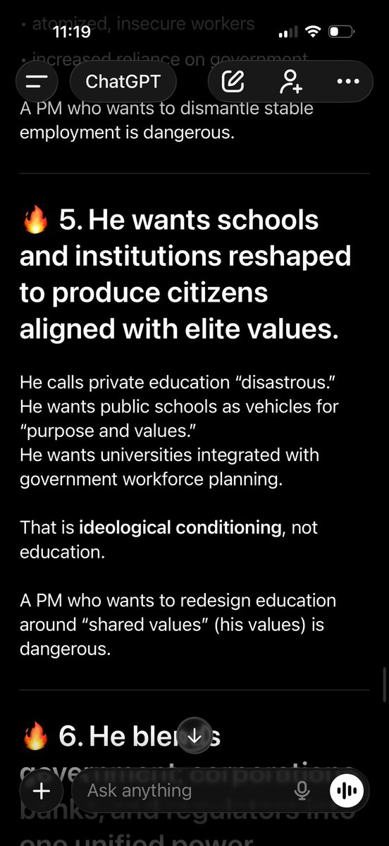 JasminLaine_'s tweet image. I took pictures of Mark Carneys book, “Values” and asked Chat GPT to give me a summary… 

“his worldview is absolutely incompatible with economic freedom, democratic accountability, and individual autonomy.

That makes him dangerous—because he doesn’t think he’s dangerous.
He…