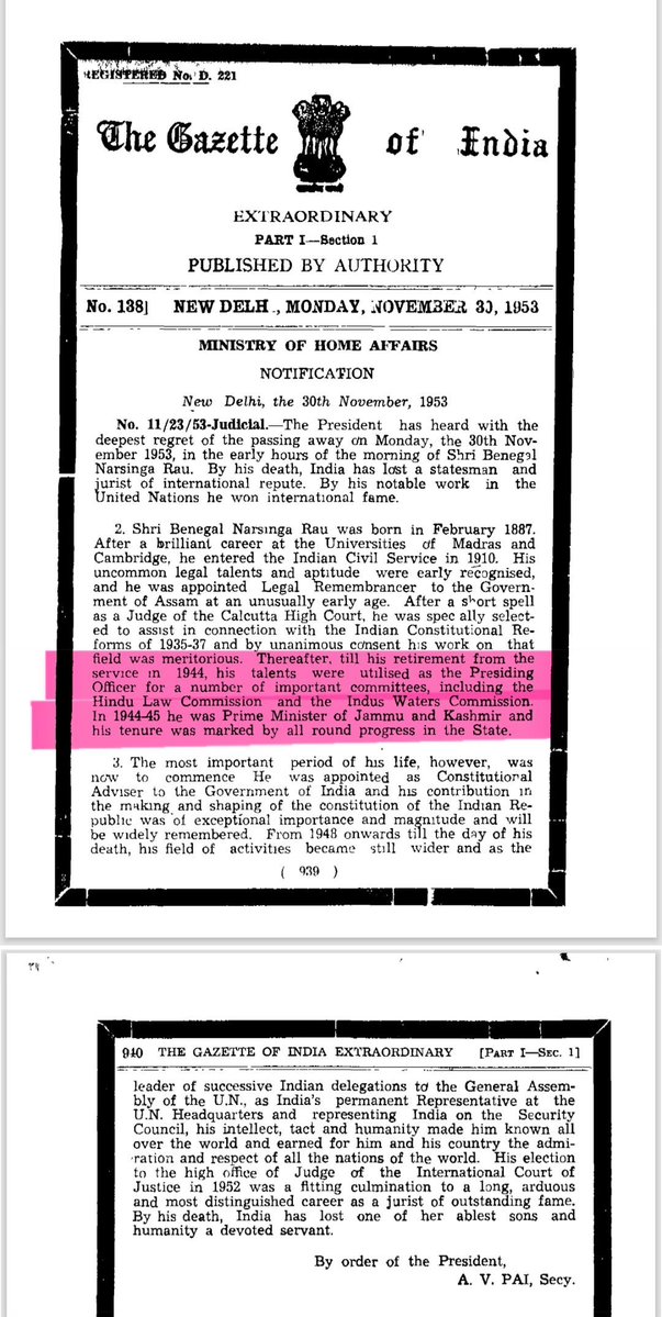 ज़्यादातर लोगों को पता नहीं:
Sir B.N.Rau ने ना सिर्फ संविधान का पहला ड्राफ्ट तैयार किया था, बल्कि उन्होंने हिंदू कोड बिल का पहला ड्राफ्ट भी तैयार किया था!

बता दें कि वो Hindu Law Commission और Indus Waters Commission के Presiding Officer भी थे!

#नमन_संविधान_निर्माता_BN_राउ