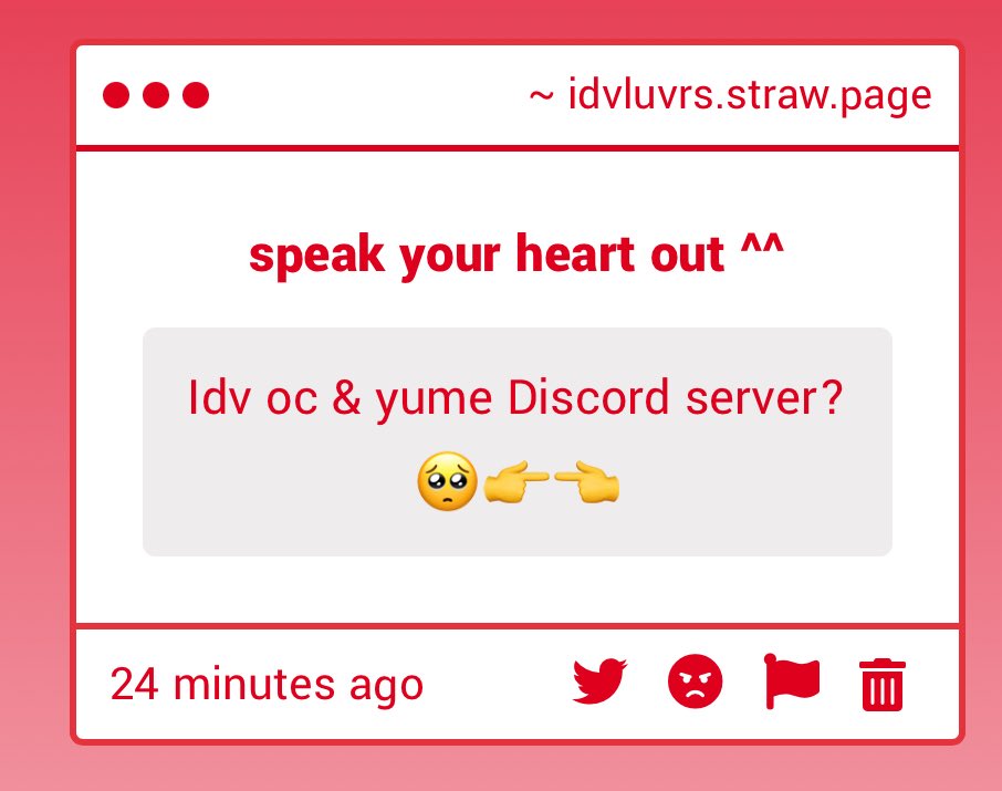 identity_luVrs's tweet image. || strawpage ||

would anyone be interested in a idv yume server?

⟢ link: idvluvrs.straw.page ⟢
