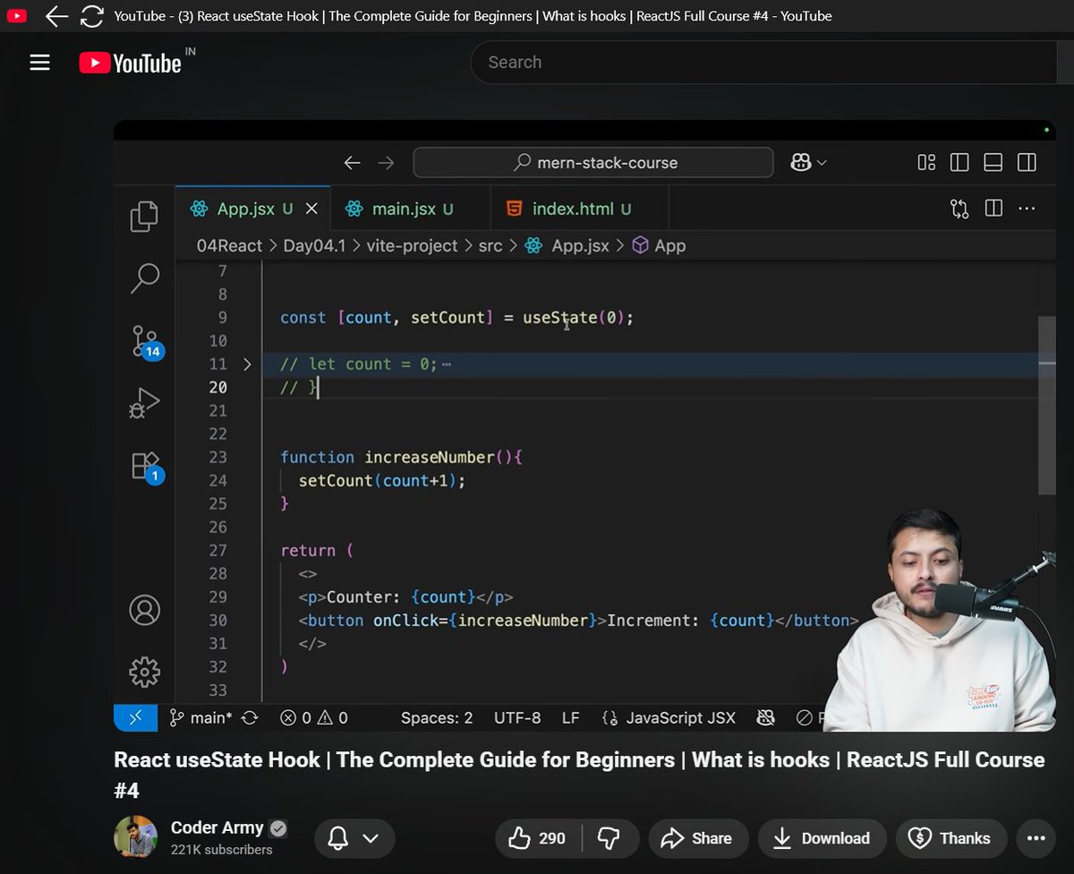 Aditya_Ch_20's tweet image. Learning React Hooks today! ⚛️🔥

Finally understood how useState() works — why normal variables don’t update the UI, and how state + re-rendering actually make React React.
Built a small counter app.
#ReactJS #JavaScript #Frontend #CodingJourney #LearningInPublic @rohit_negi9