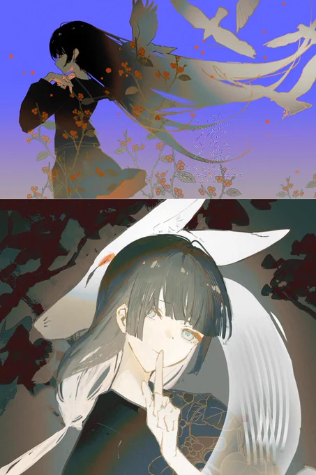 最近の作品ではモノクロのベースグラデーションマップレイヤーにハードライトをかけたものをベースに描いていますが、設計した明暗を崩さずに色を乗せられてお気に入りです